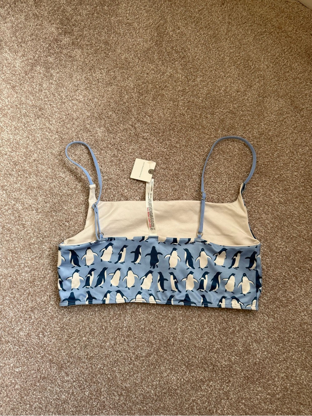 Anthropologie Light Blue Penguin Print Bralette - Picture 2 of 3